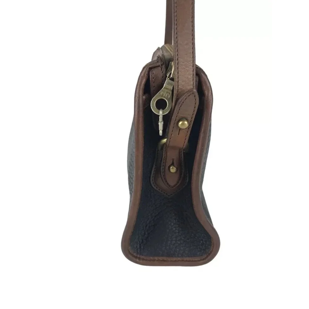 Dooney & Bourke Womens Blue‎ Brown Leather Inner Pockets Crossbody Strap Handbag